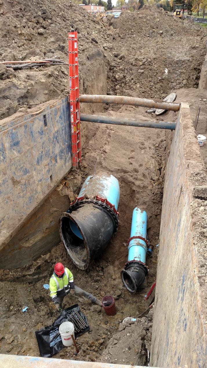 Pipe installation with trench protection